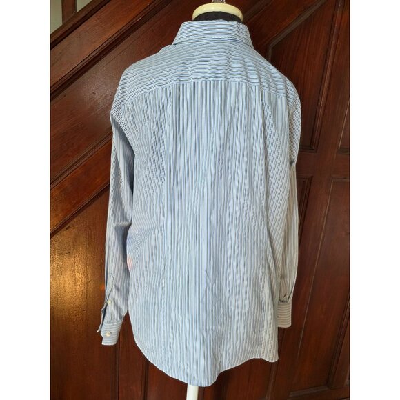 Lands End Non-Iron Long Sleeve Blue Striped Shirt Size 18W - Picture 3 of 7